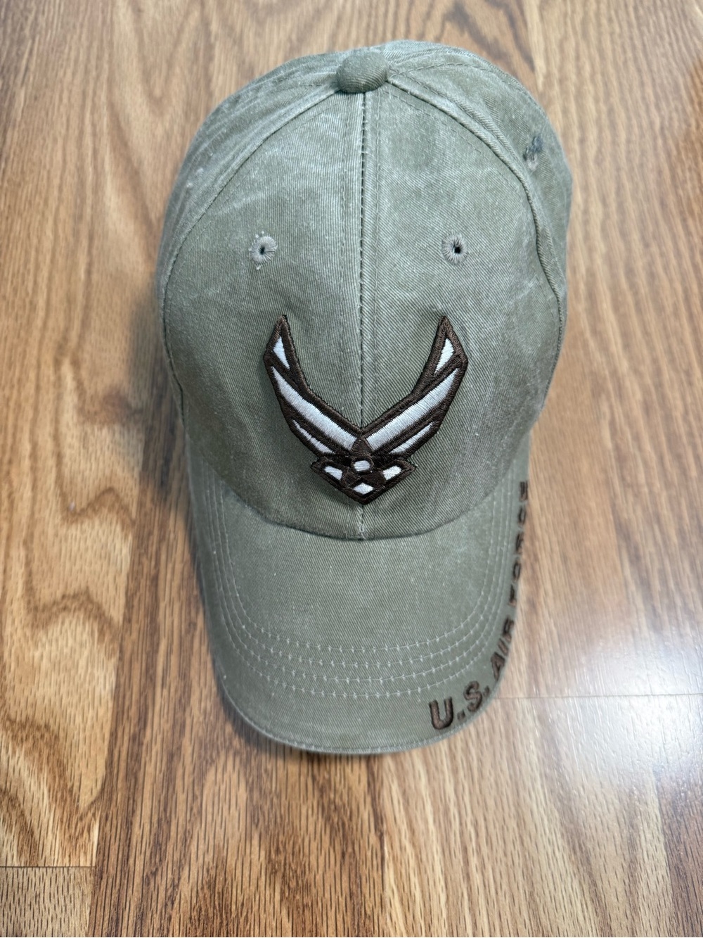 Tan Baseball Cap with Embroidered Air Force Emblem
